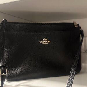 Coach Black Leather Crossbody Bag with Gold Accents